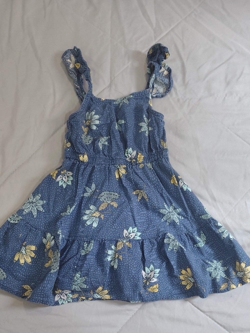 jumping beans Blue Floral Sundress with Ruffle Straps